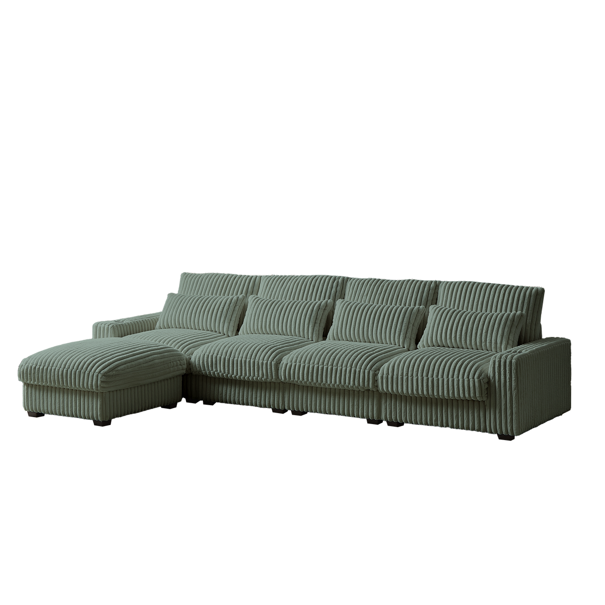 126-inch Corduroy With Cup Holder Super Large L-Shaped Sofa