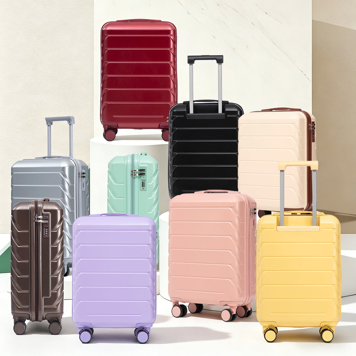 20 Inch ABS Hard Shell Luggage with Spinner Wheels - Silver