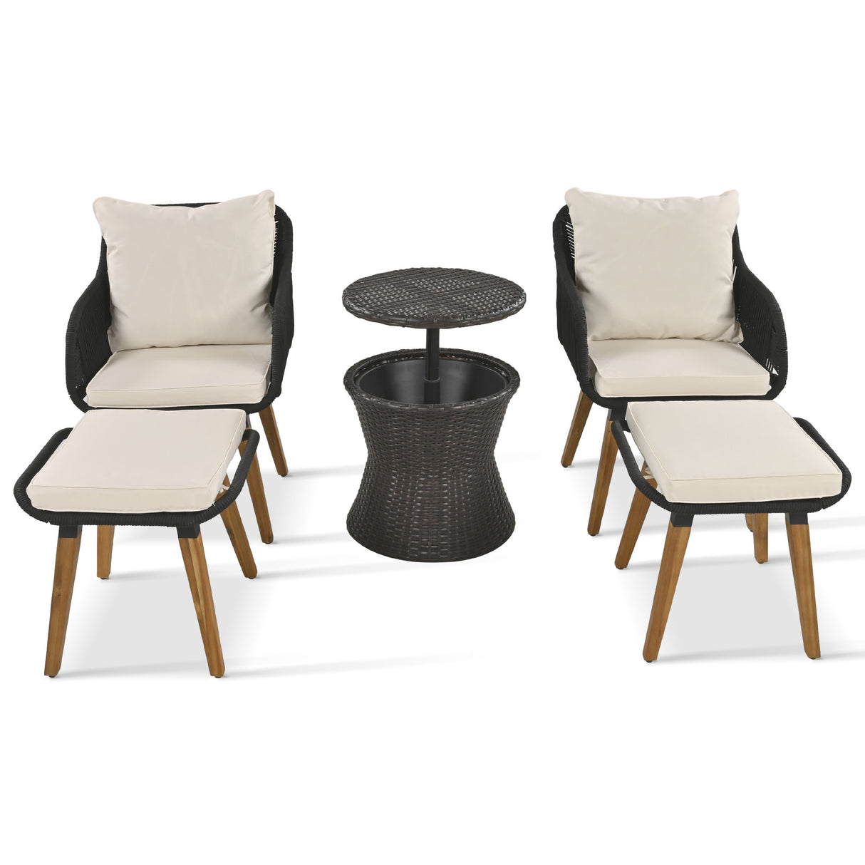 5 piece Woven Rope Outdoor Patio Set