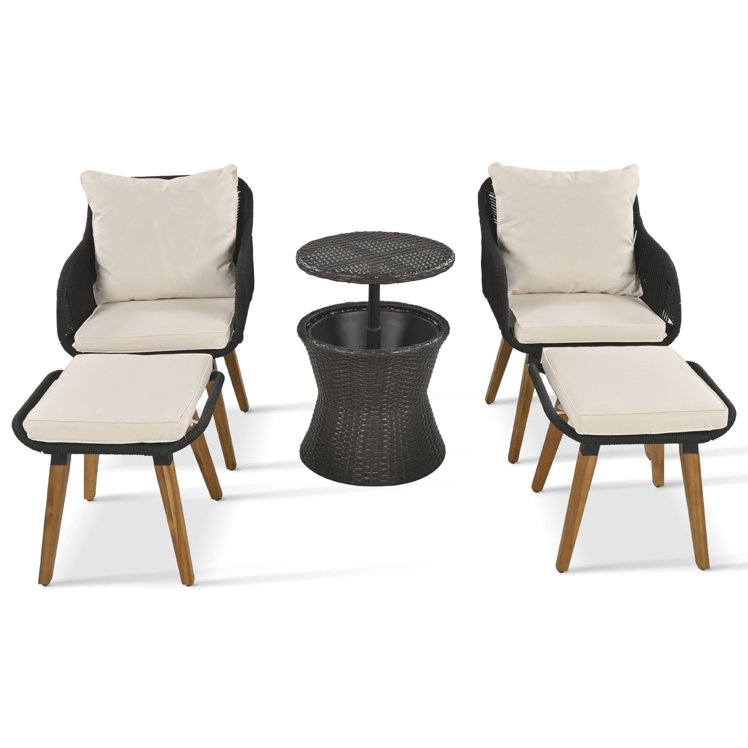 5 piece Woven Rope Outdoor Patio Set