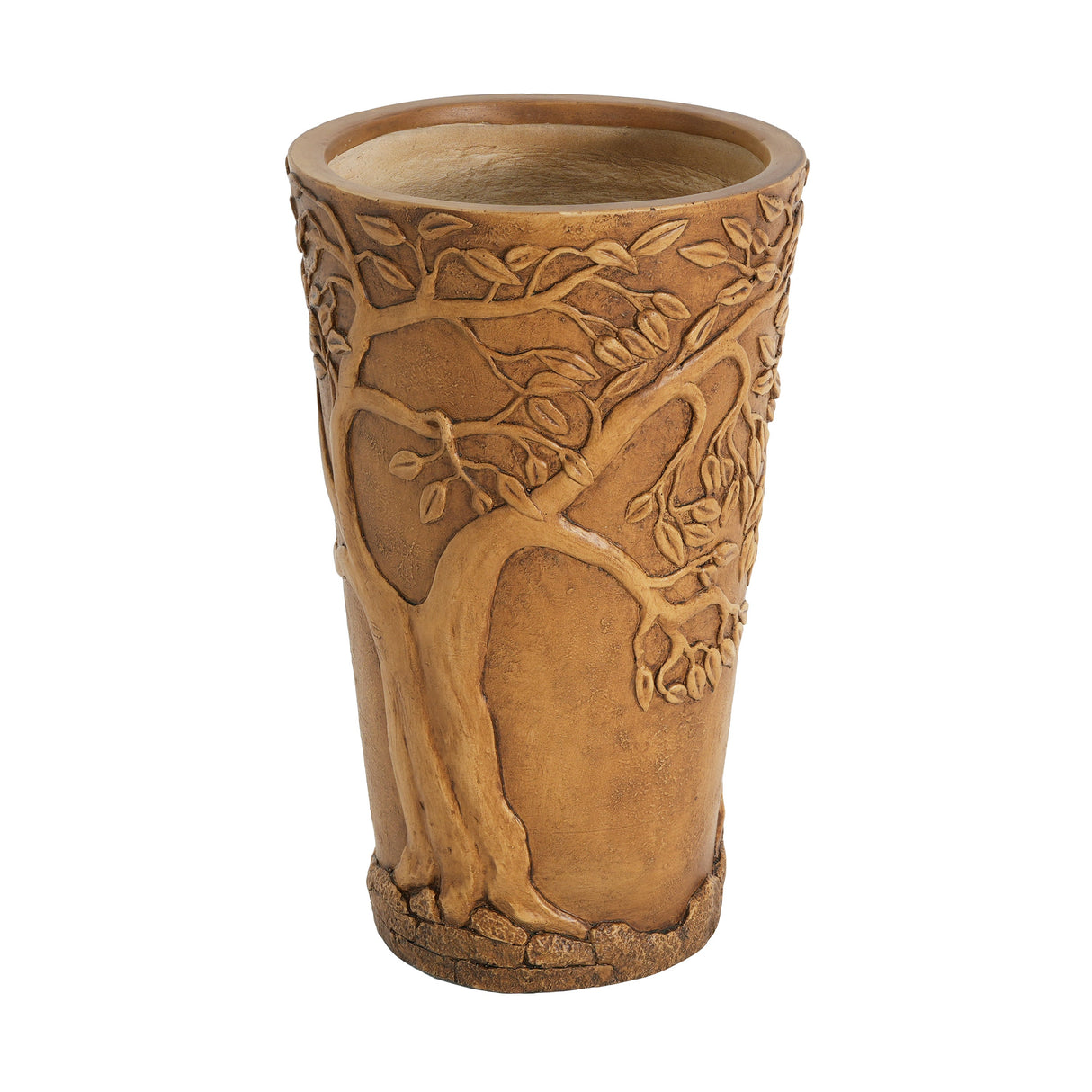 Tall Antique Bronze Tree-Embossed MGO Planter