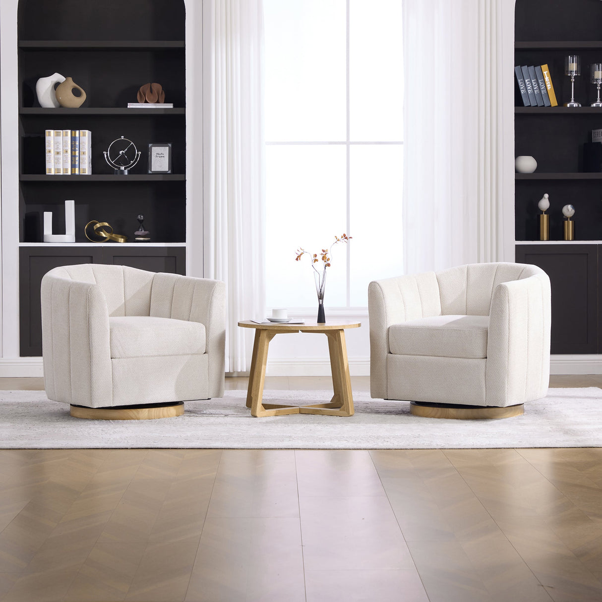Upholstered Chenille Swivel Barrel Chair