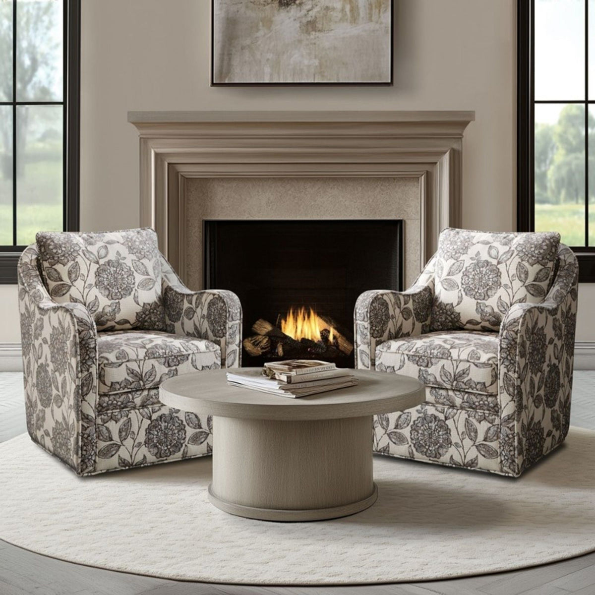 Wide Seat Arm Chair With 360 Degree Rotation