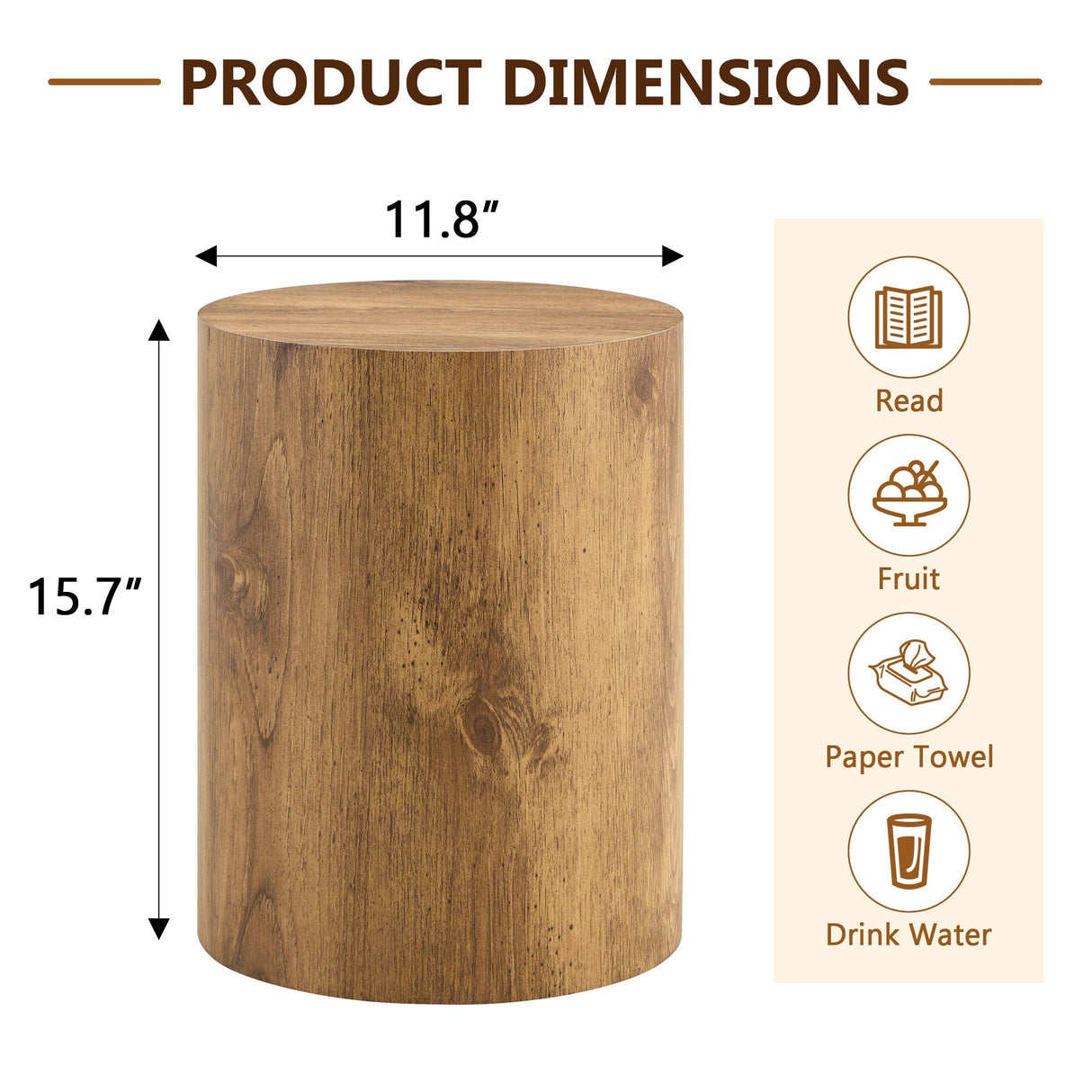 Simple Wood Grain Cylindrical Coffee Table