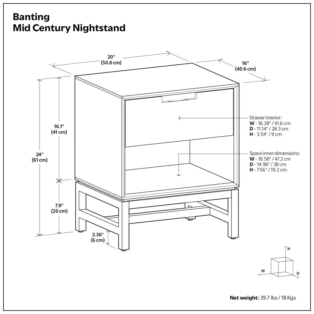 Banting - Nightstand - Walnut Brown