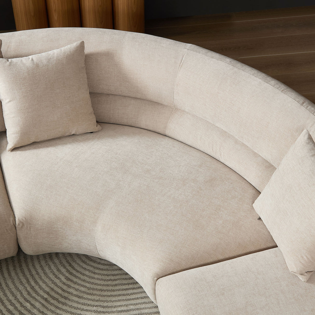 Modular Curved Sectional Sofa, 3-Piece Free-Form Configuration