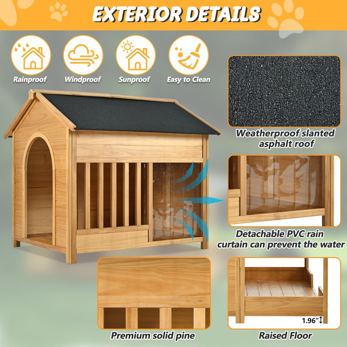 60.2' Large Outdoor Dog House with Insulated Liner for Winter