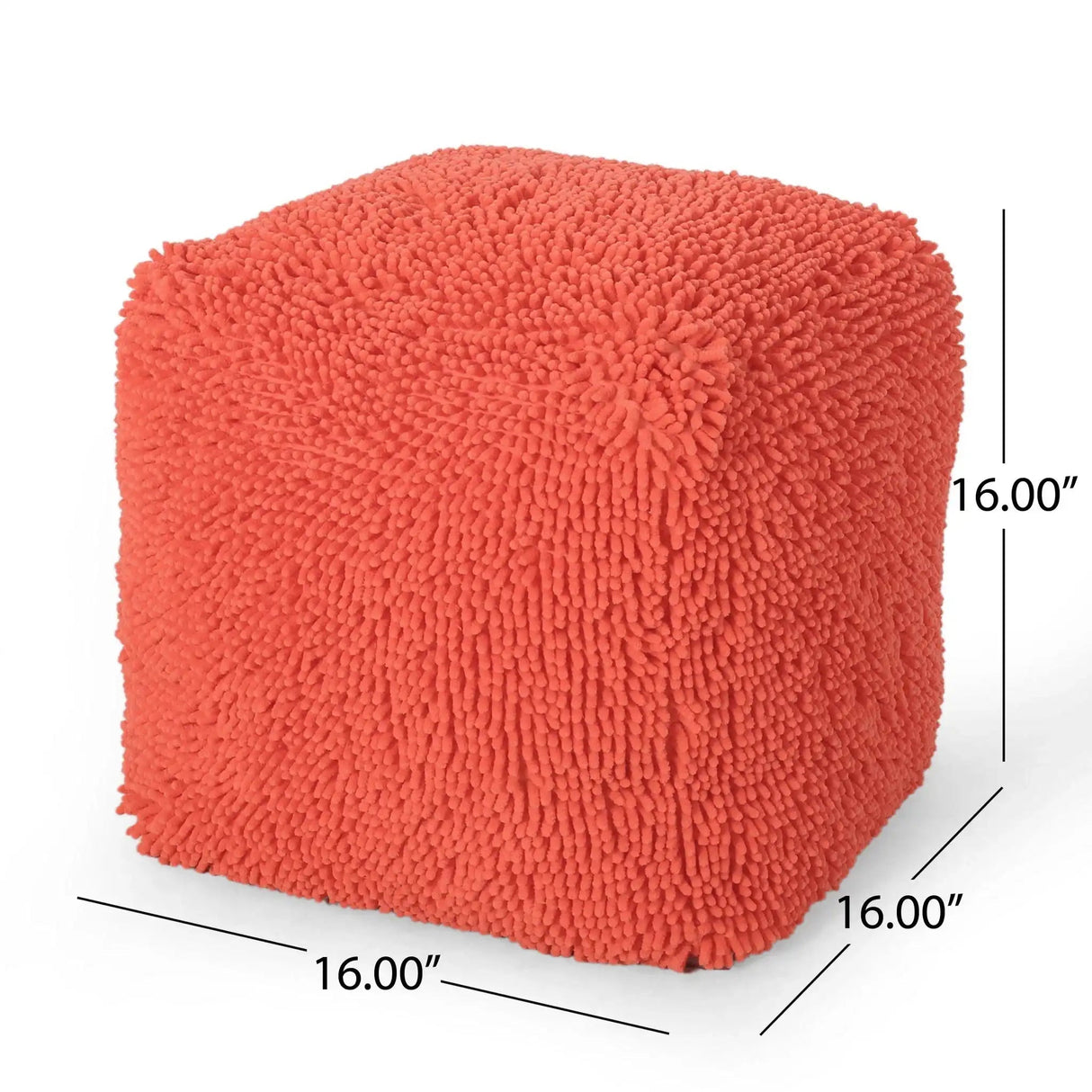 Sunny Square PoufVersatile Ottoman or Floor Cushion - Coral