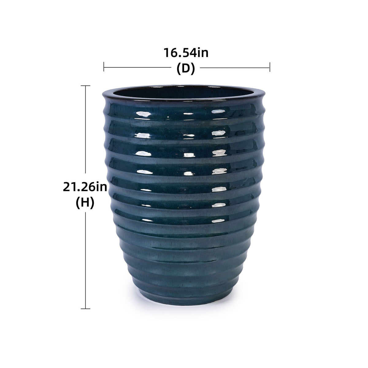 Dark Green Ceramic Flowerpot Planter with Drainage - Patio, Garden, Windowsill