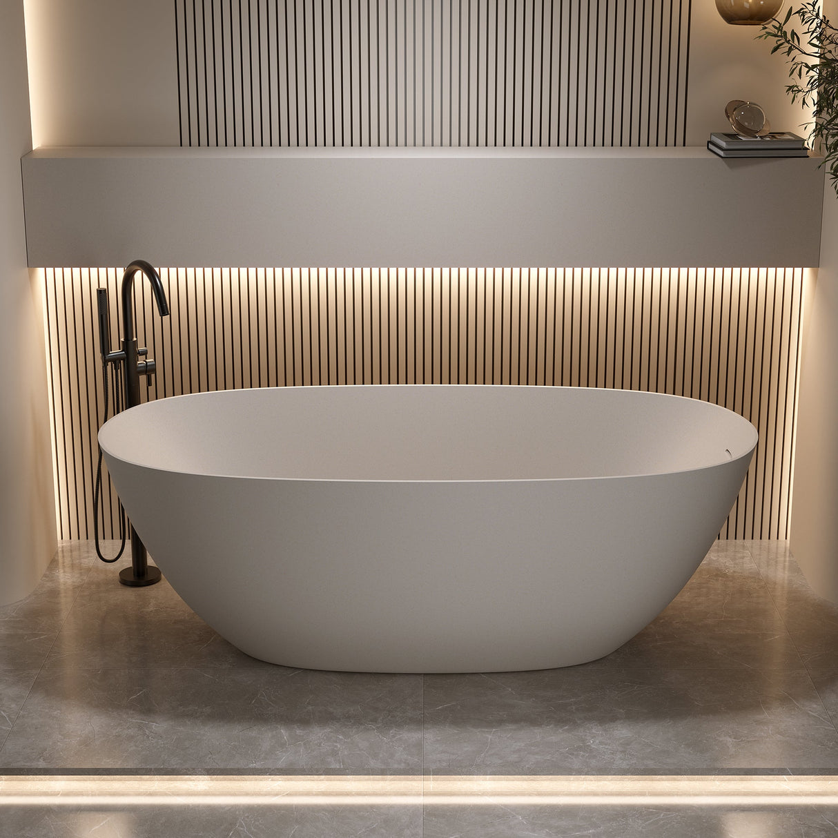 69'' Freestanding Bathtub Resin Stone Soaking Bathtub