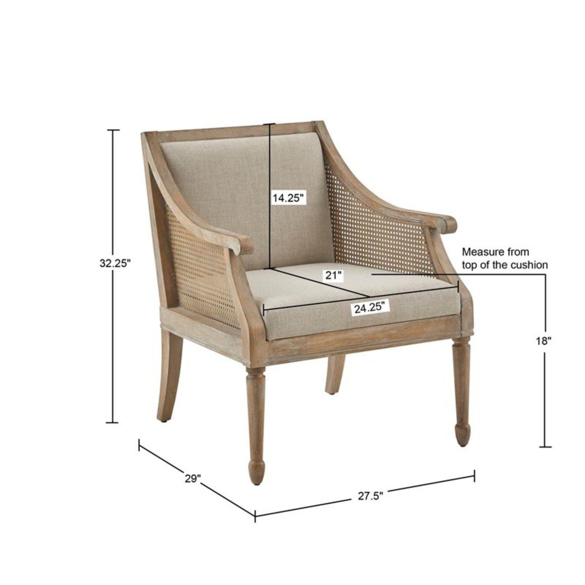 Transitional Cane Accent Armchair And Back Cushion - Natural