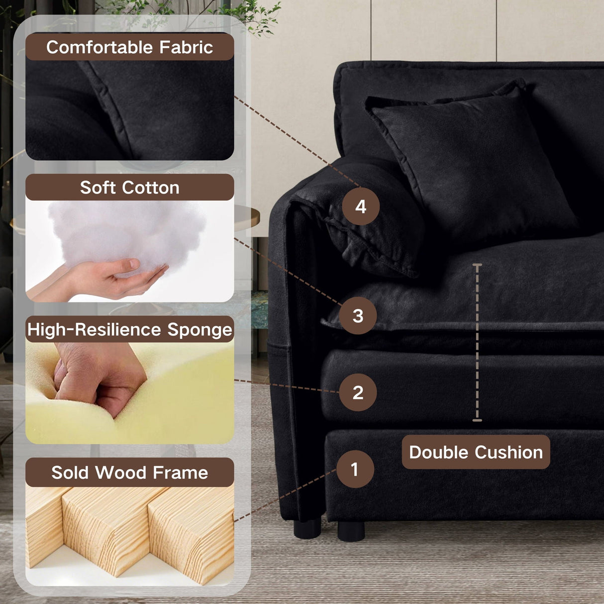 Oversized Chair With Movable Ottoman, Soft Upholstered Lounge Chair