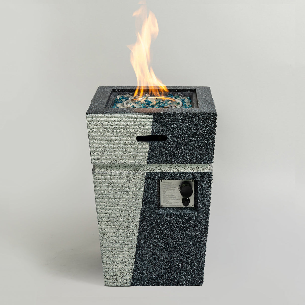 20" Propane Gas Fire Pit Table, 50000 BTU Square Concrete Fire Pit