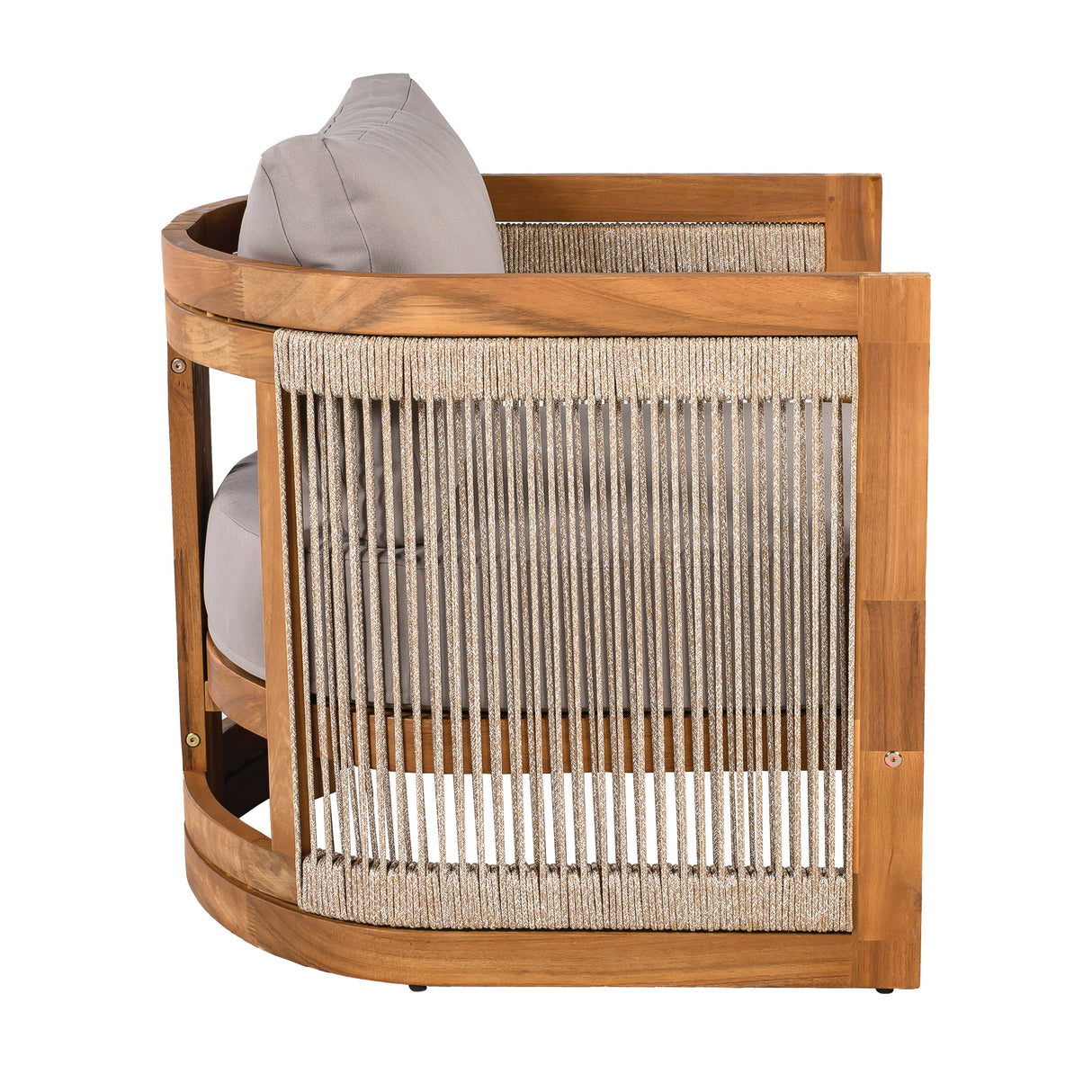 4-Piece Patio Seating Group with Acacia Wood and Woven Rope Accents