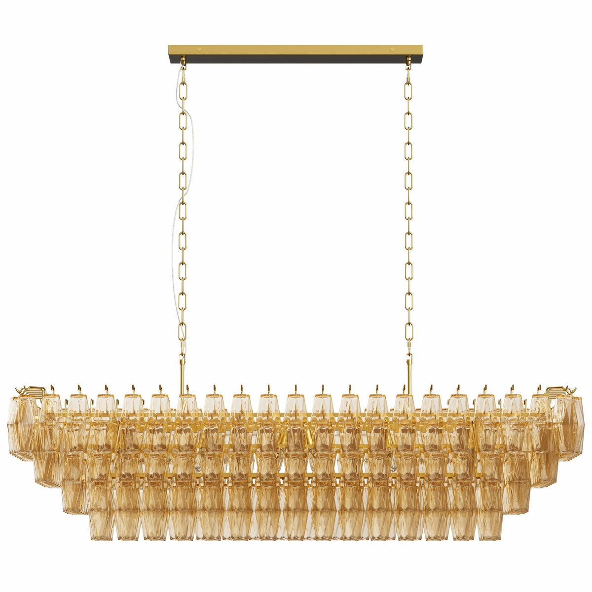 Modern Chandeliers for Dining Room, 54' Large Rectangle Gold Kitchen Chandelier Over Table, 12-Light with Smoke Glass Ceiling Lights, Farmhouse Pendant Lighting Fixture for Living Room Bedroom