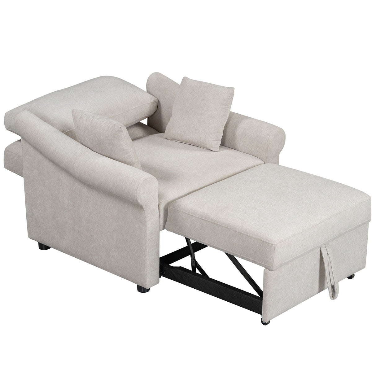 Convertible Sleeper Chair With Adjustable Backrest, 3 In 1 Lounger Chair Turns Into Bed, Single Bed For Living Room