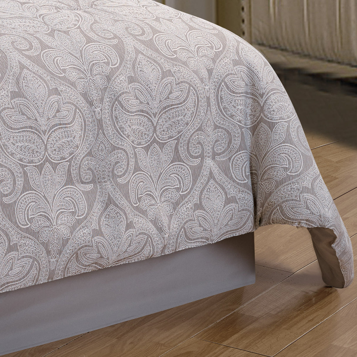 Winthrop Grey Damask Jacquard 9 Pc Comforter Set