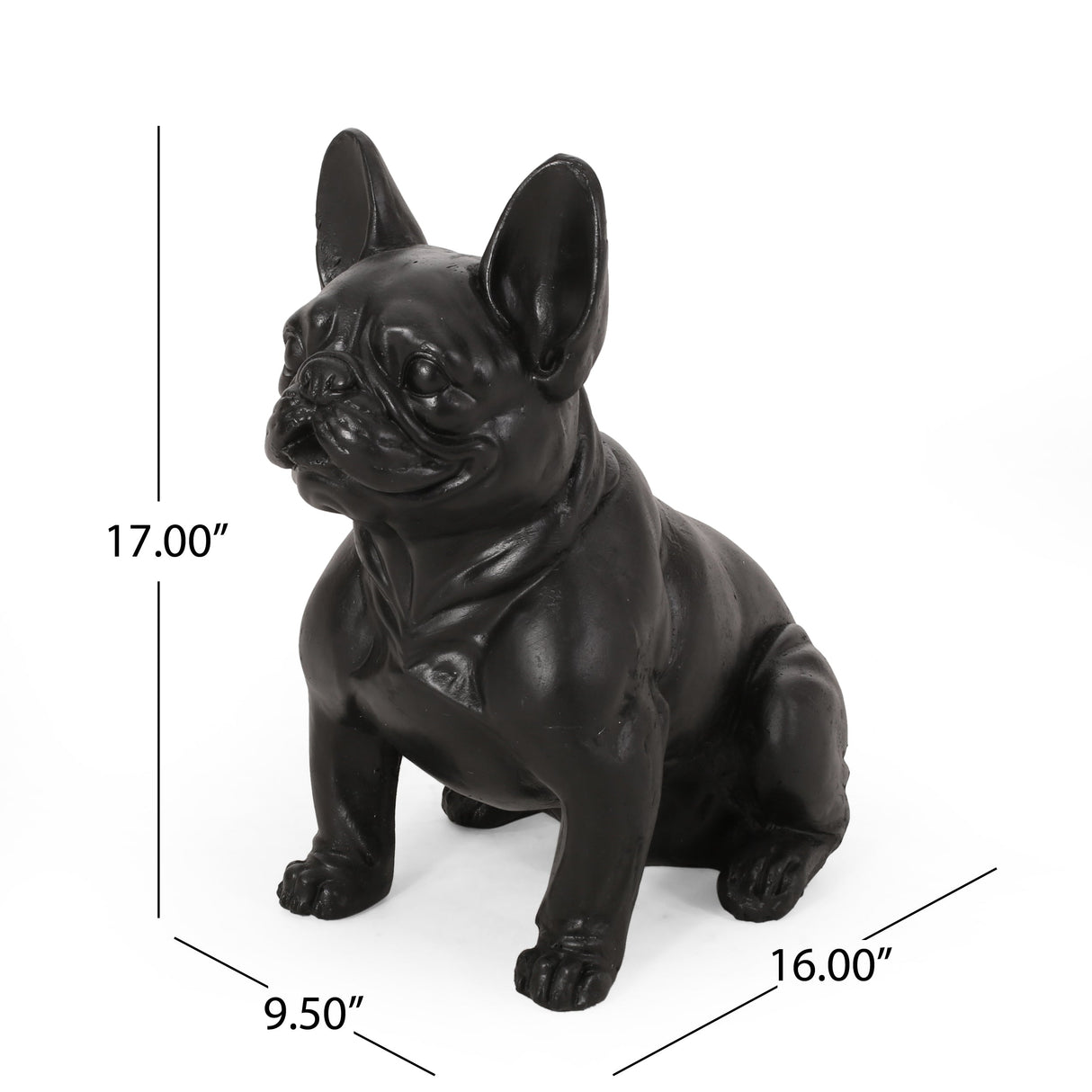Dog Garden Sculpture, Outdoor French Bulldog Garden Statue, Matte Black
