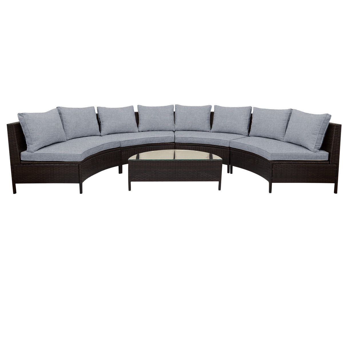 TOPMAX 5-Piece Gray PE Rattan Outdoor Patio Sofa Set