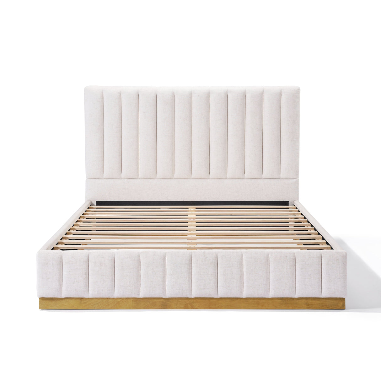 Queen Size Bed Frame With Linen Upholstery