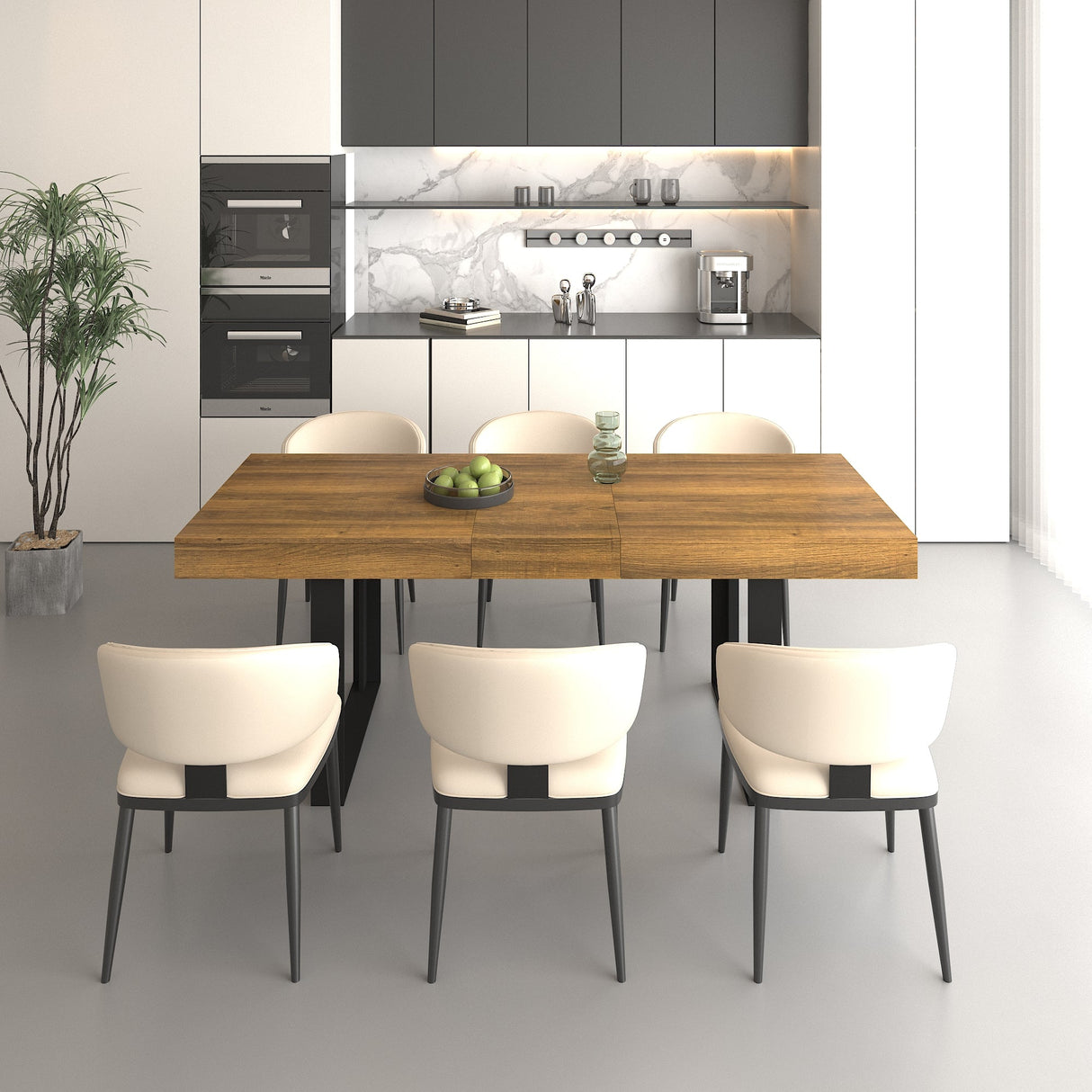 Rectangle Extendable Dining Table for 6-10 People