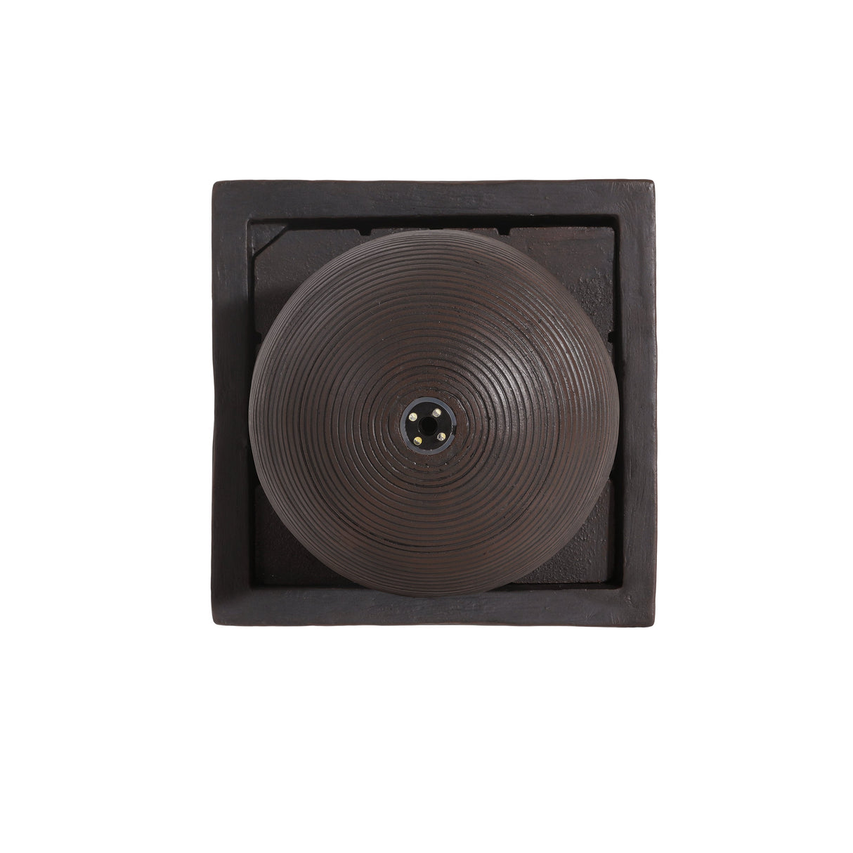 35.5" Dark Brown Concrete Tall Column Fountain with LED Lights