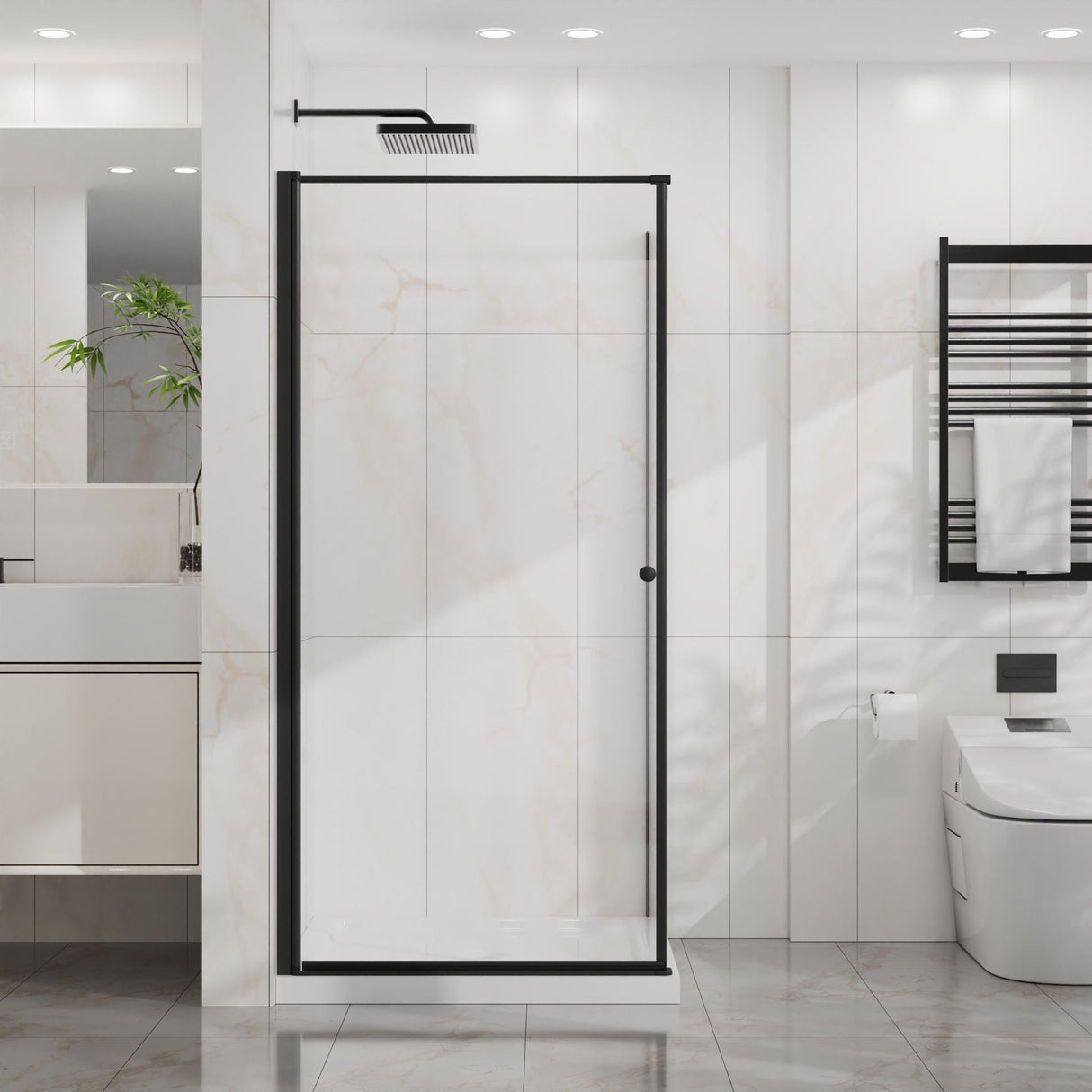 Goodyo - Frameless Corner Shower Door - Matte Black