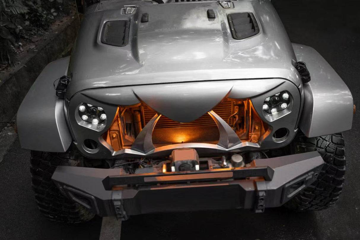 Halloween Front Grille Grid Grill for 2007-2017 Jeep Wrangler Rubicon Sahara Sport JK/JKU, Matte