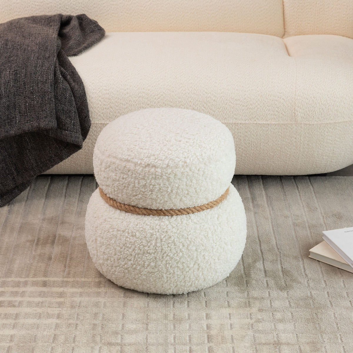 Snowman Stool With Cushion And Solid Wood Frame
