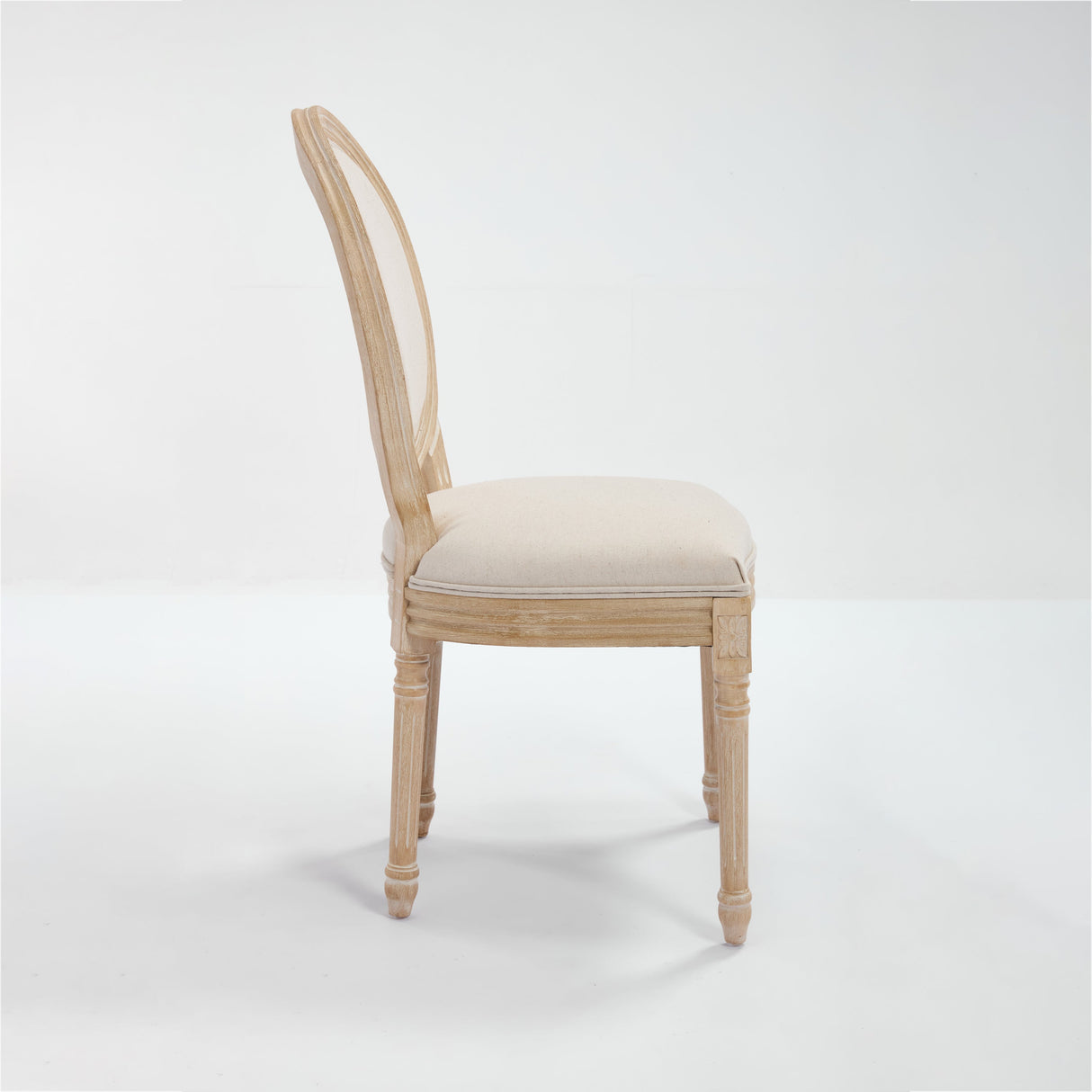 French Country Dining Chairs Set of 2 with Upholstered Round Back
