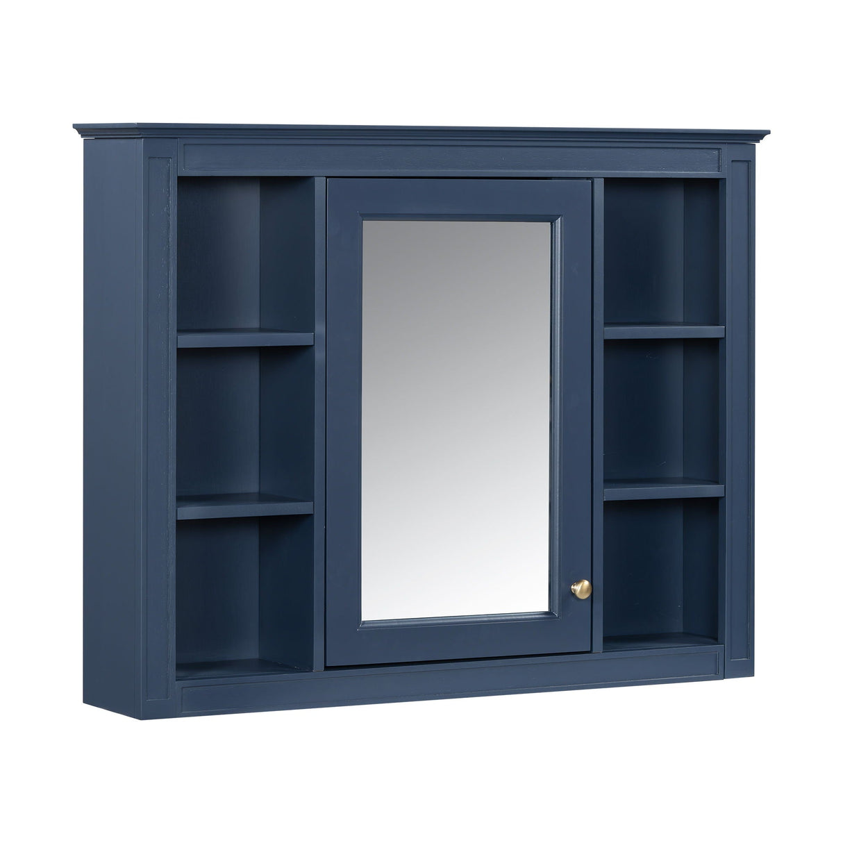 Wall Mounted Medicine Cabinet With Mirror, Storage Cabinet Featuring 6 Open Shelves And Adjustable Interior