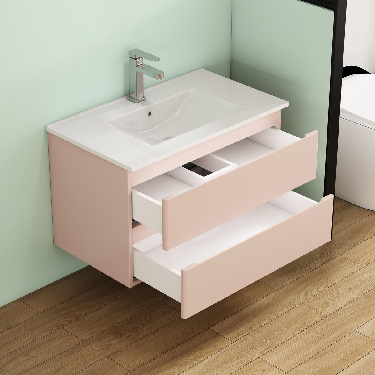 32-Inch Wall-Mounted Bathroom Vanity With Sink Combo