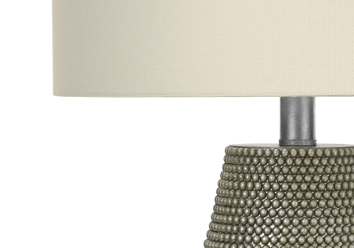 Lighting, 24'h, Table Lamp, Grey Resin, Ivory / Cream Shade, Contemporary