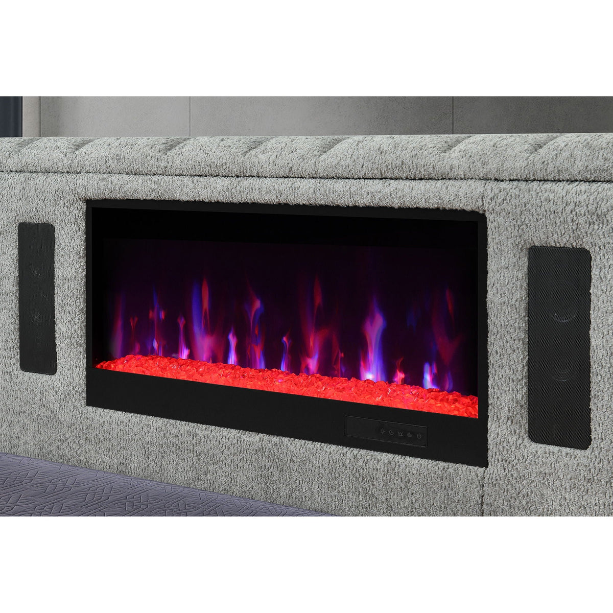 Isaiah - Bed With TV Lift-LED Speakers And Fireplace