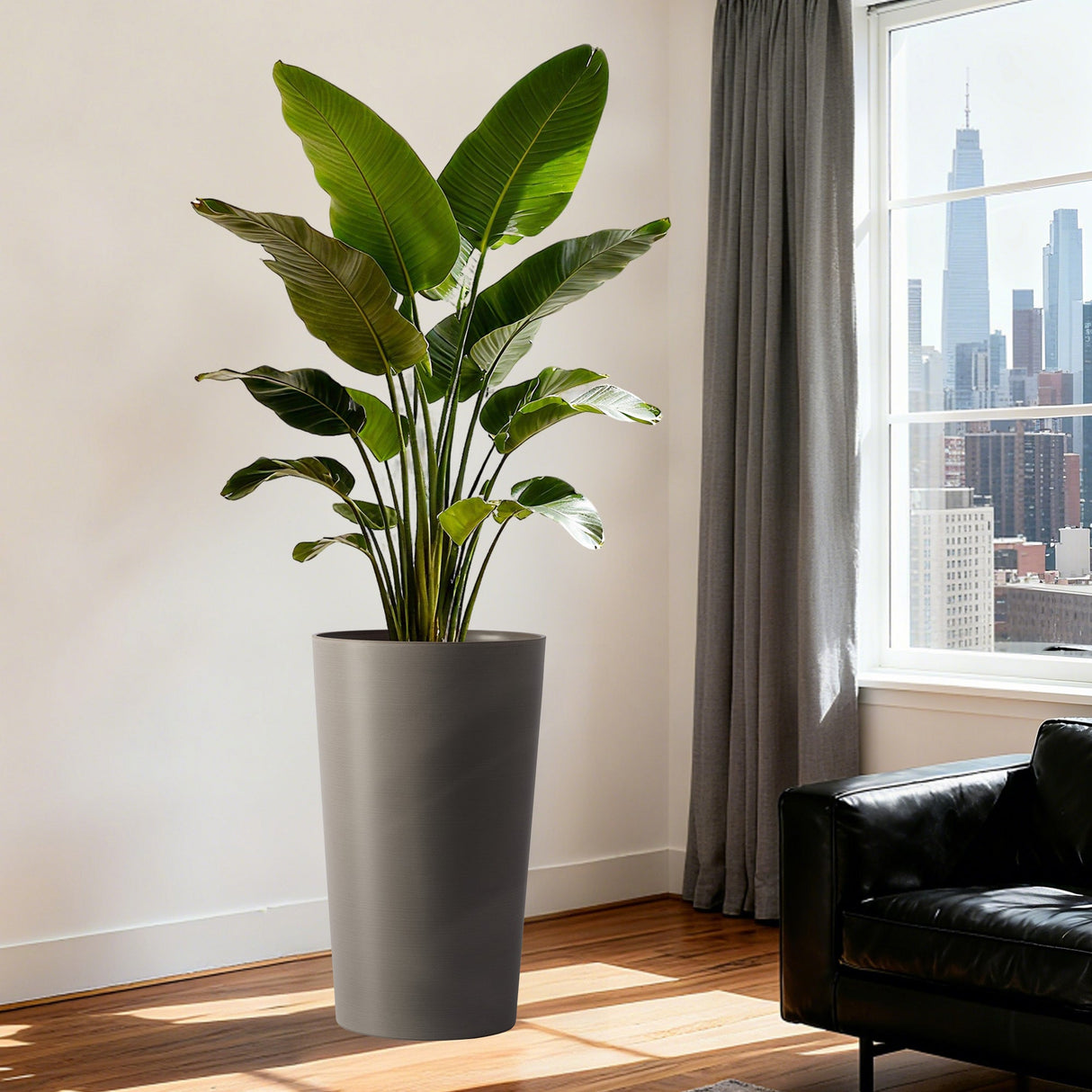 2 Pack Tall 21.7 in Modern Brown Planters for Indoor & Outdoor