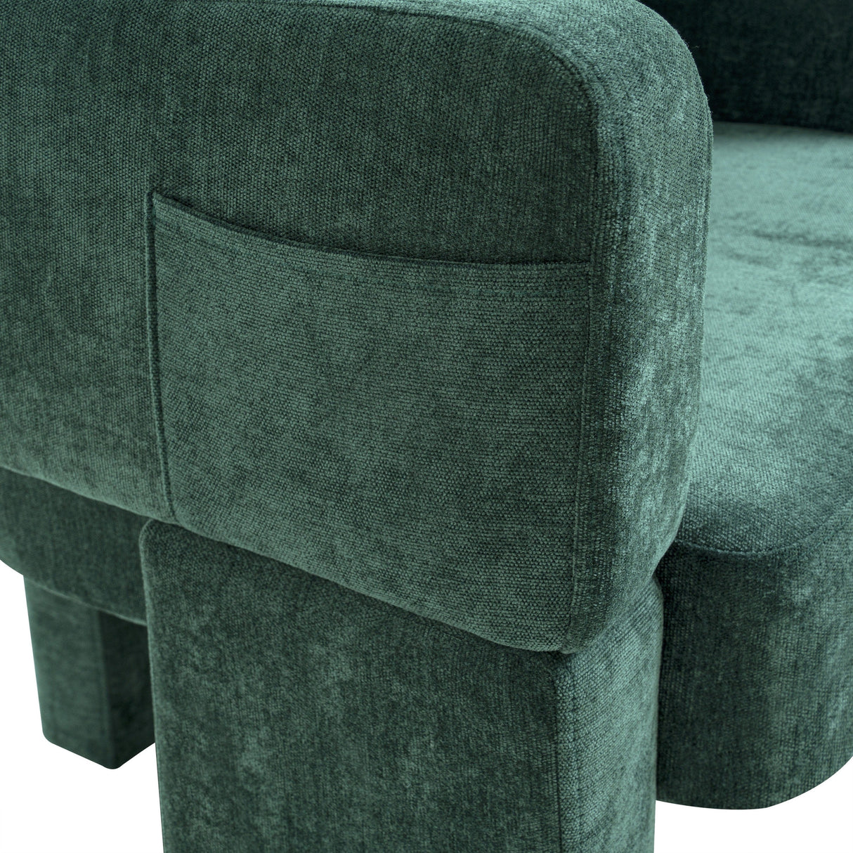 Modern 3-Leg Chenille Accent Chair with Ergonomic Arms & Removable Pillow