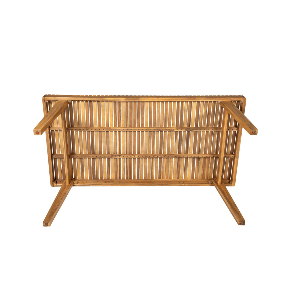 Outdoor Dining Table With Slatted Top, Ideal For Patio