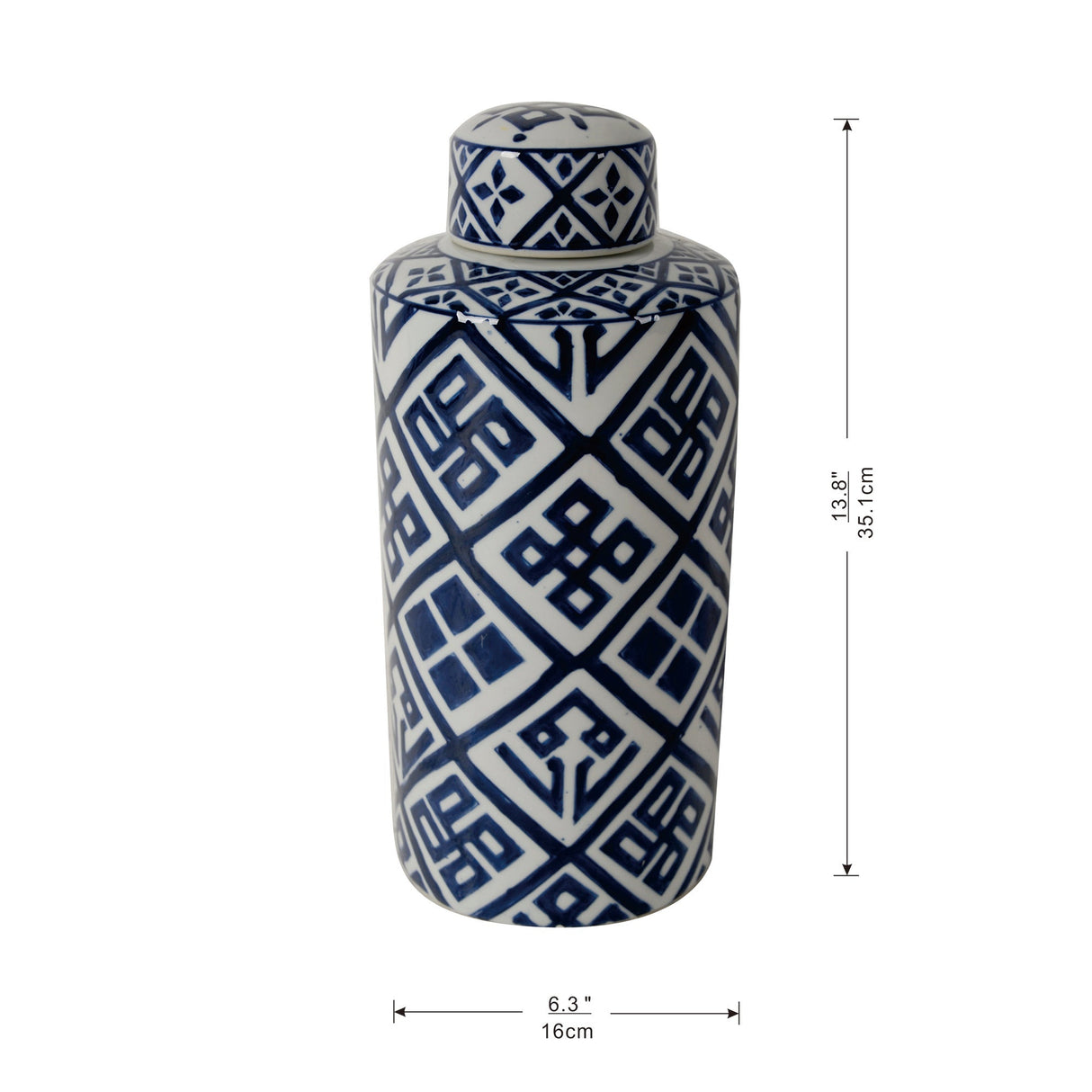 Valora Blue and White Cylinder Jar