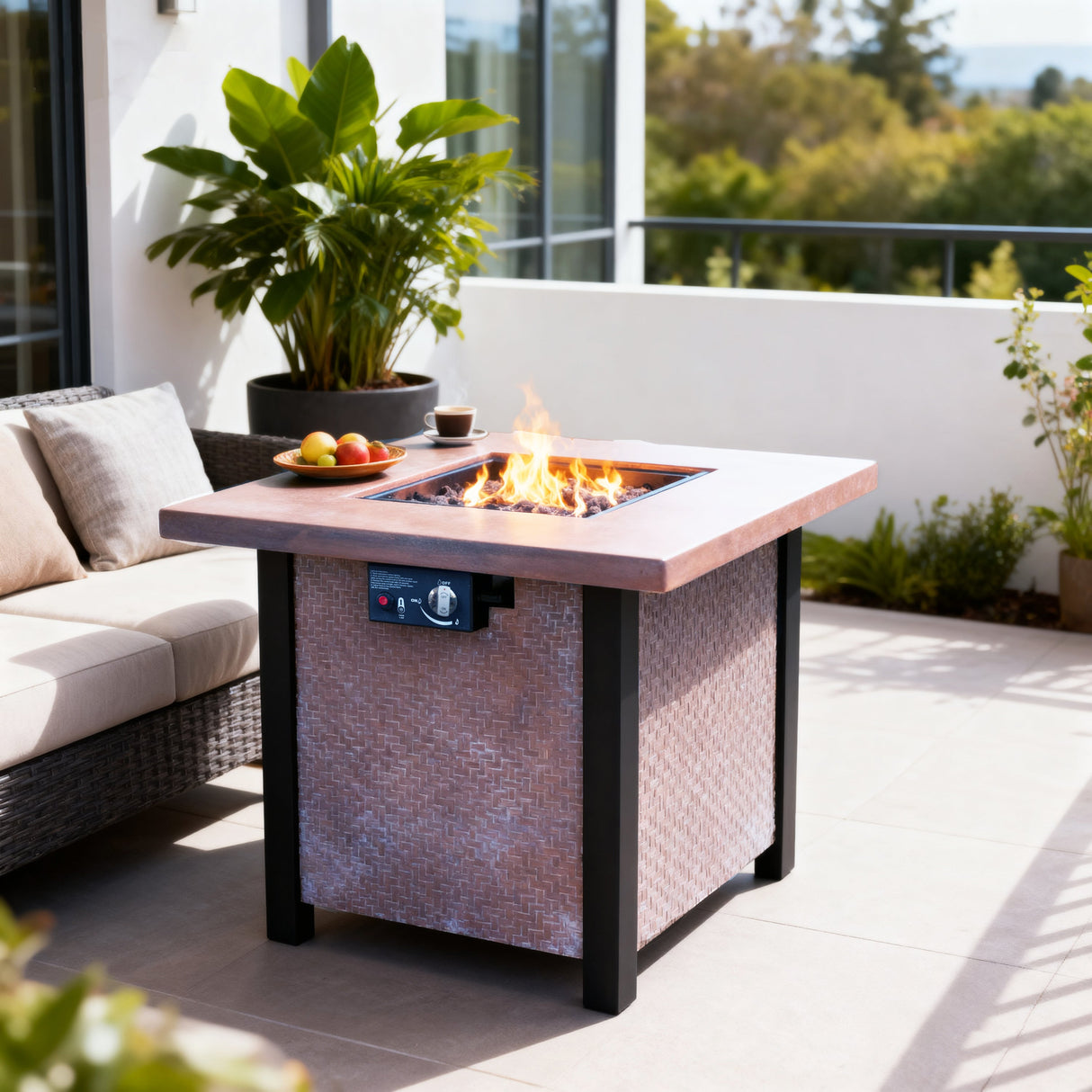 25' H Outdoor Patio Propane Gas Fire Pit Table - 50,000 BTU High-temperature-resistant