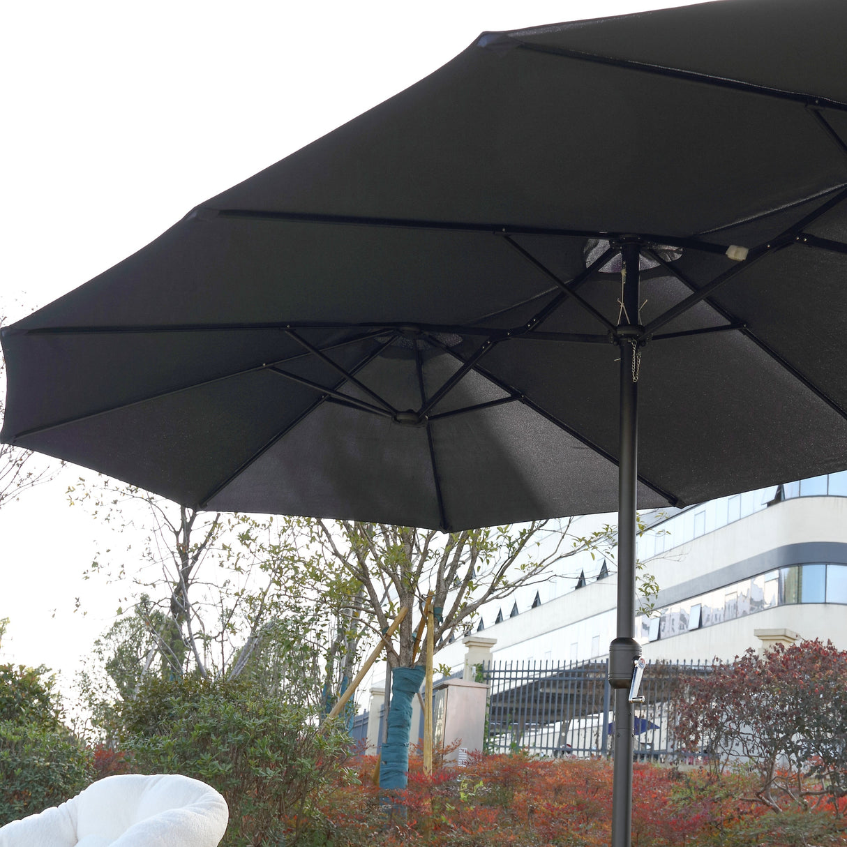 14.8 Ft Double Sided Outdoor Umbrella Rectangular Large with Crank (Navy Blue) (No Base)