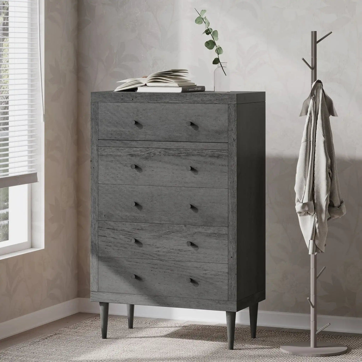 Nystrom - Mid Century Modern 5 Drawer Dresse