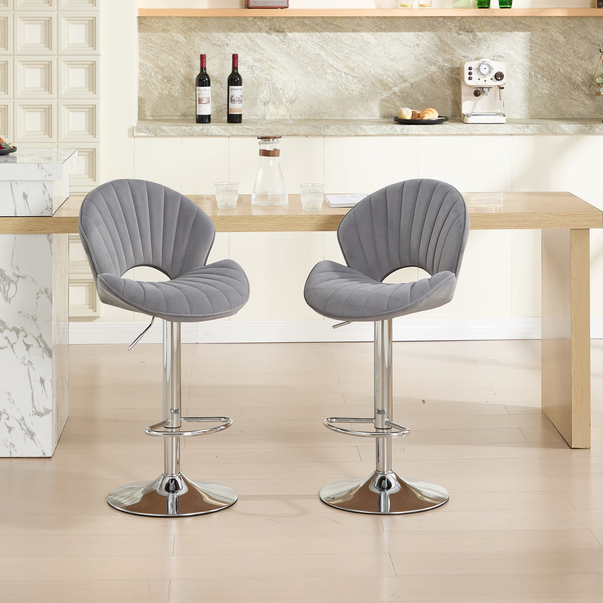 Bar Stools Set of 2 - Adjustable Barstools with Back and Footrest