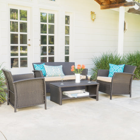 St Lucia 4 Pc Wicker Conversation Set - by Christopher Knight Home