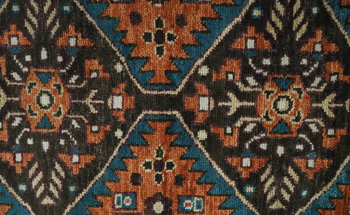 Custom Made Runner Rust And Brown Oriental Hand Knotted Wool Rug