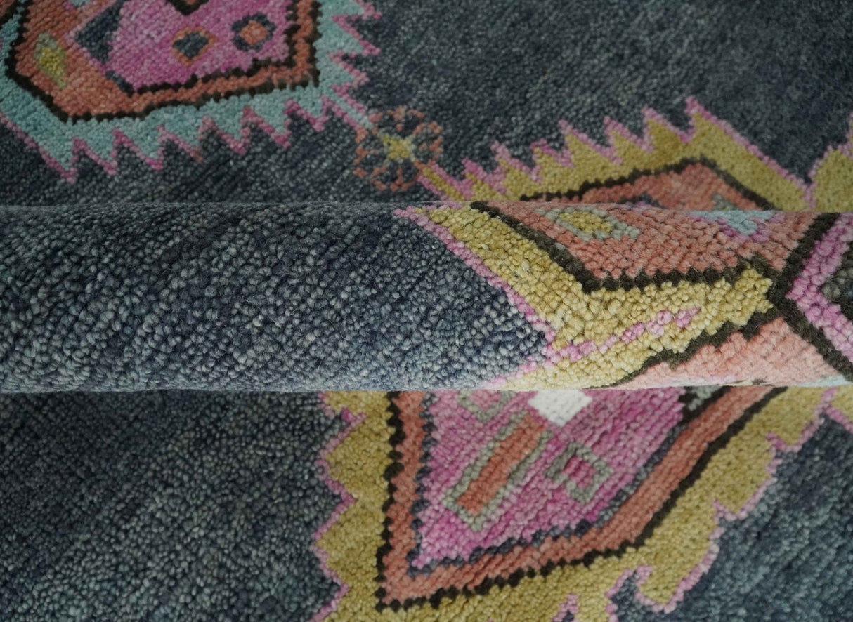6x9 and 8x10 Hand Knotted Gray, Silver and Pink Traditional Wool Area Rug