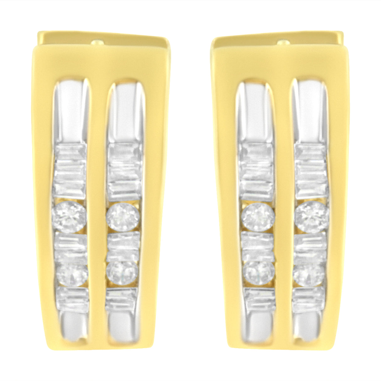 10K Yellow Gold 1/2 cttw Diamond Huggy Heart Hoop Earrings (I-J Clarity, I2-I3 Color)