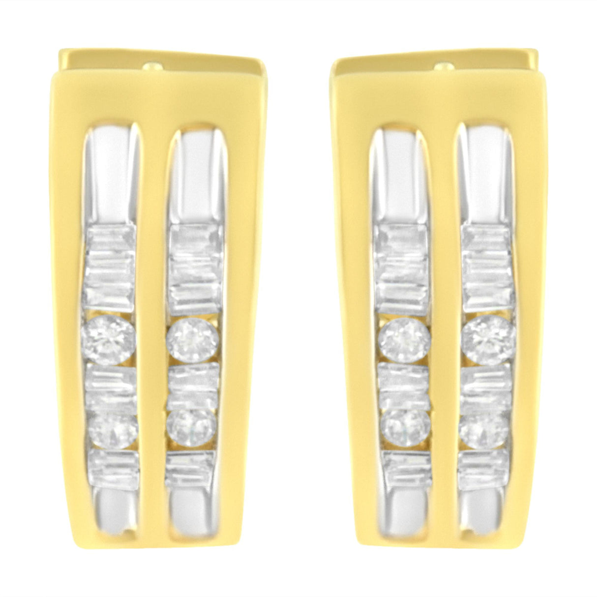 10K Yellow Gold 1/2 cttw Diamond Huggy Heart Hoop Earrings (I-J Clarity, I2-I3 Color)