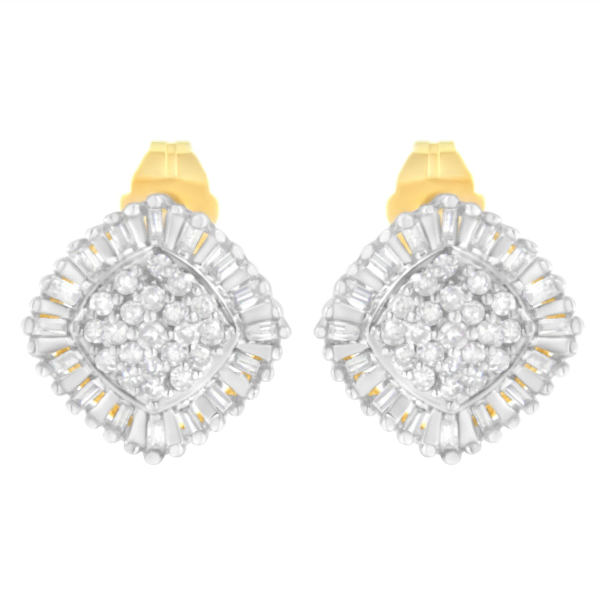 10K Yellow Gold 1/2 cttw Diamond Cluster Cocktail Stud Earrings (I-J, I1-I2)