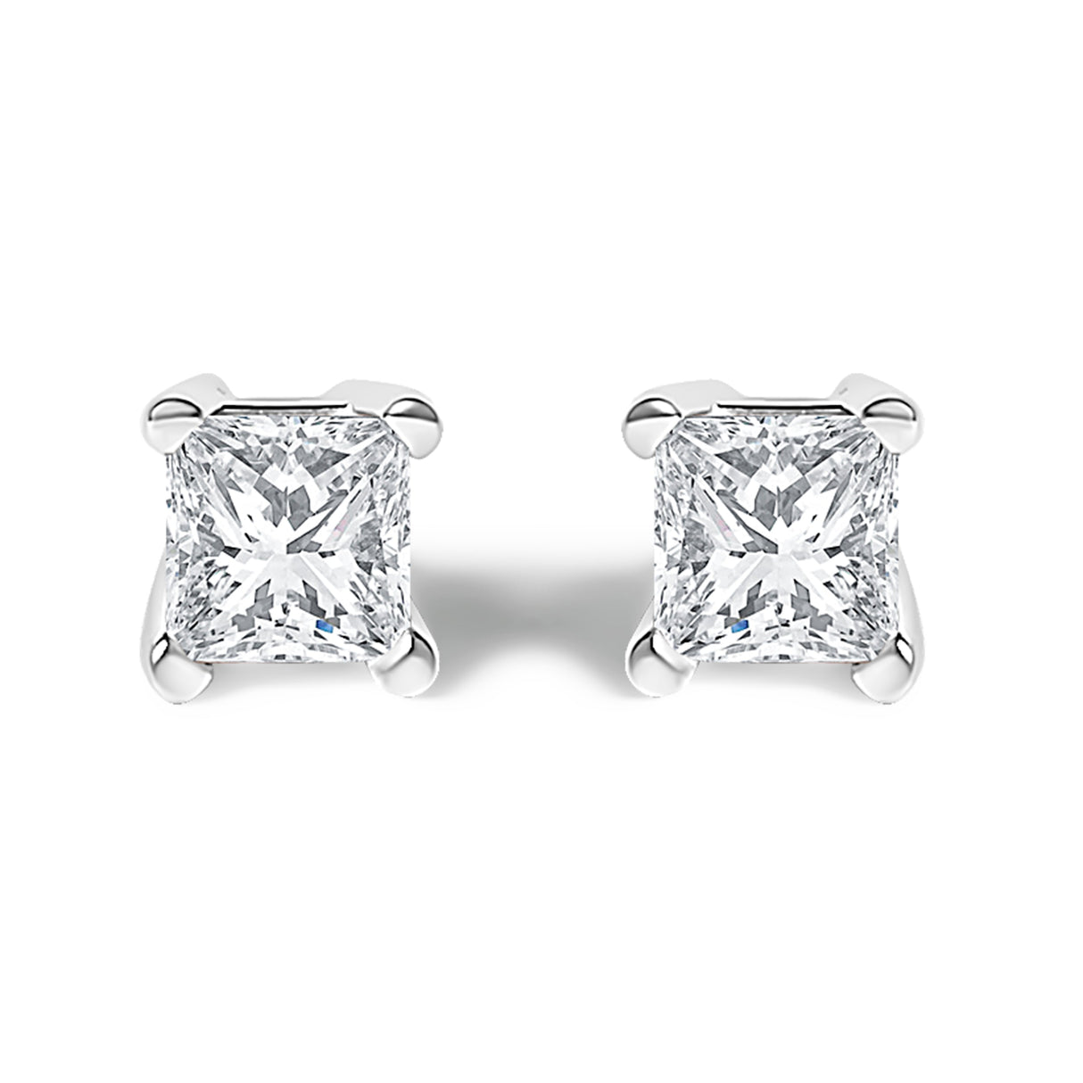 14K White Gold 1/2 Cttw Princess Cut Lab Grown Diamond Solitaire Stud Earrings (F-G Color, VS2-SI1 Clarity)