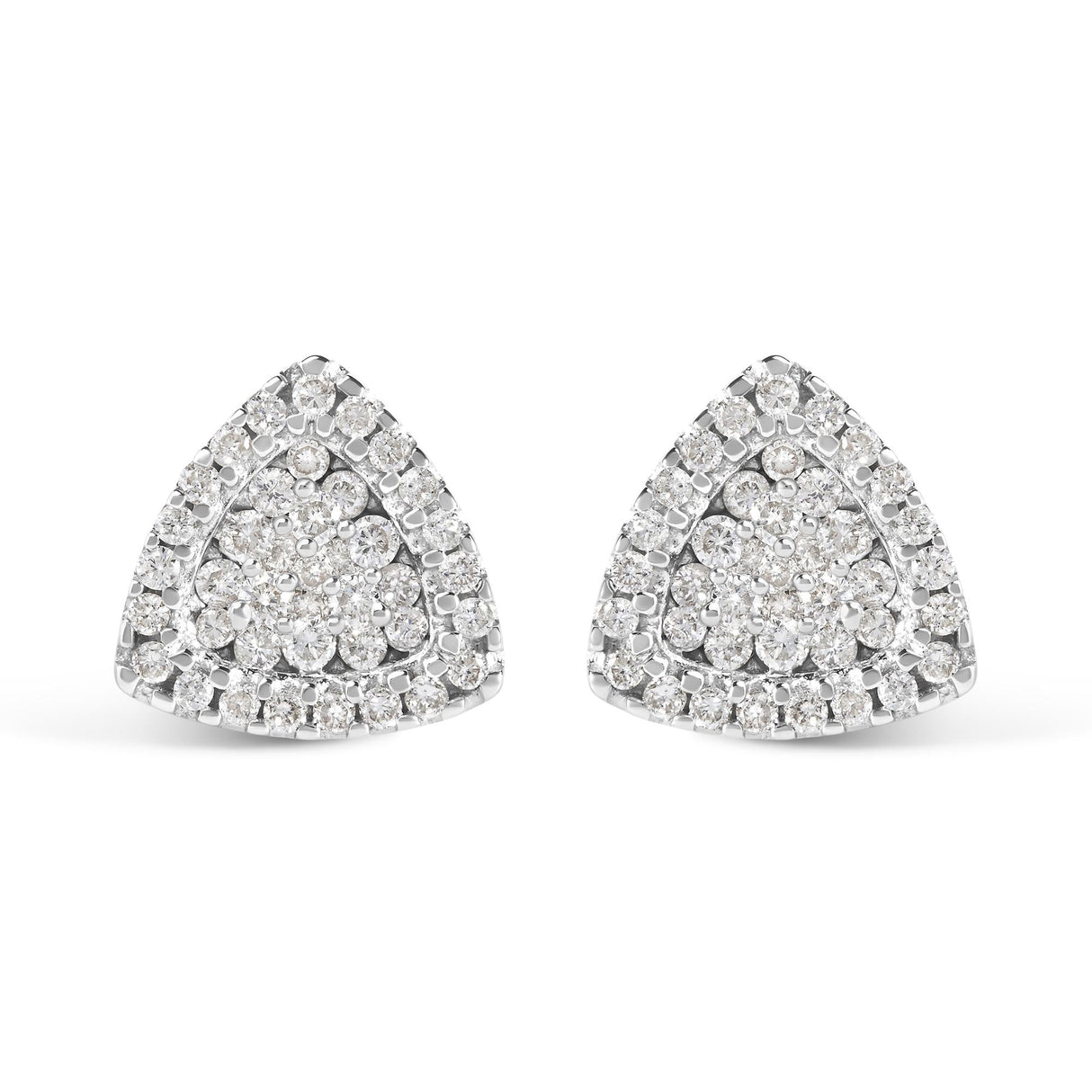 14K White Gold 1/2 cttw Trillion Shaped Diamond Stud Earrings (H-I Clarity, SI2-I1 Color)